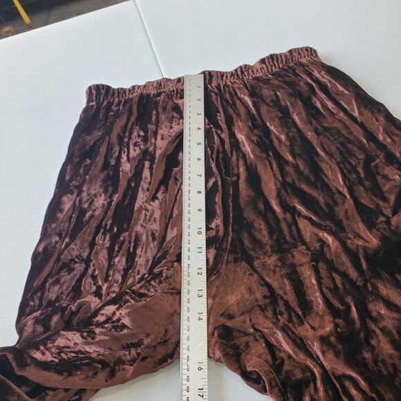 CP Shades Pants Womens Large Brown Crushed Velvet Pull On Elastic Waist Lounge - Picture 6 of 12
